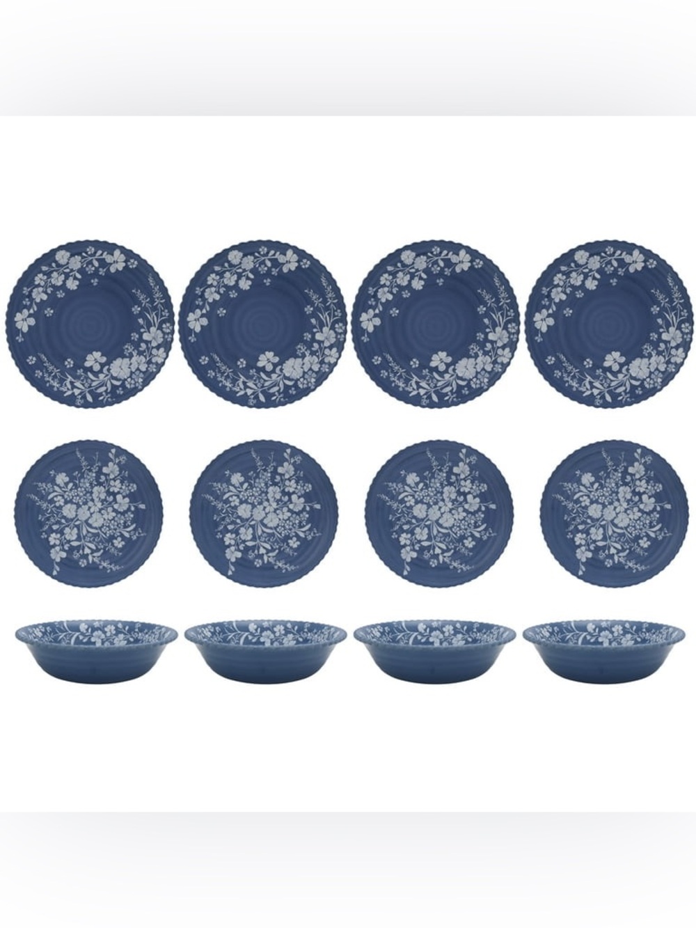THE PIONEER WOMAN NWT 12-Piece Daisy Bamboo
Melamine Dinnerware Set, Blue - Picture 6 of 10